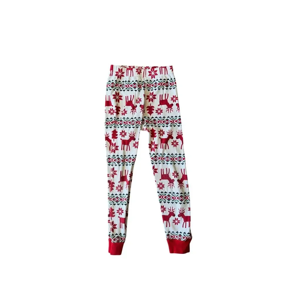 Hanna Andersson Dear Deer Organic Pajamas 120 6/7 Christmas long Johns